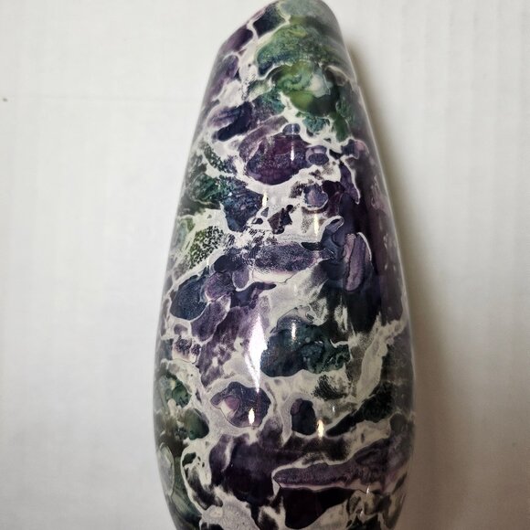 McCoy, Pottery, Cascade, Bud Vase, MCM, Purple, Green, White Lusterware 6' Tall - Picture 3 of 11